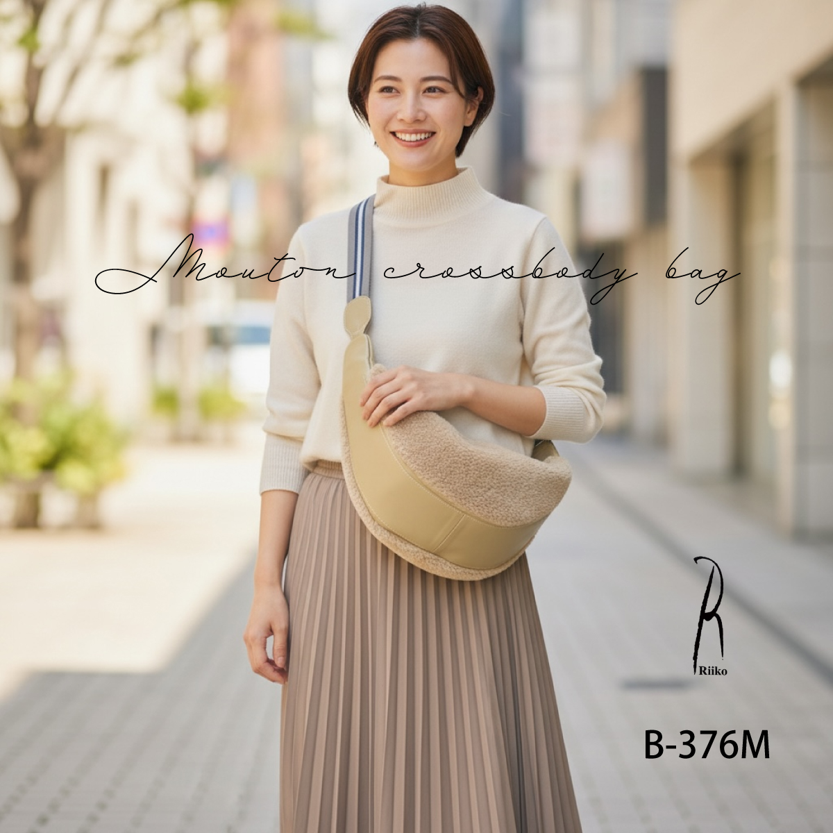 【本店企画／イビサ&逸品会12月6日より販売開始】RiikoModeリイコモード) ムートン三日月型バッグB-376M画像4