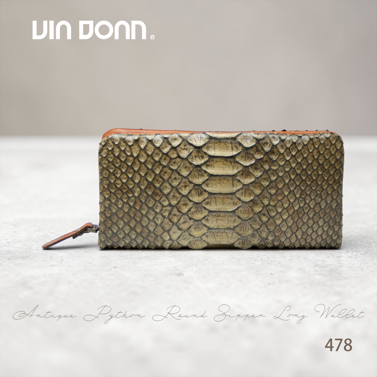 【カトレア本店Selection】VIA DOAN(ヴィアドアン) Antique python アンティークパイソン ラウンドファスナー長財布478画像7