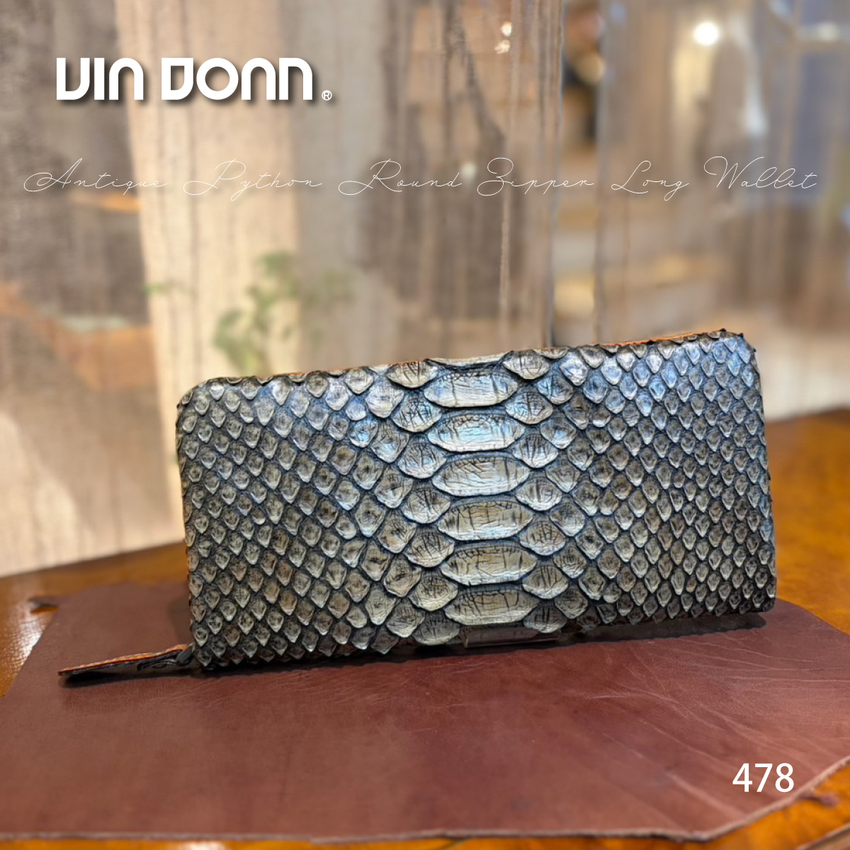 【カトレア本店Selection】VIA DOAN(ヴィアドアン) Antique python アンティークパイソン ラウンドファスナー長財布478画像9