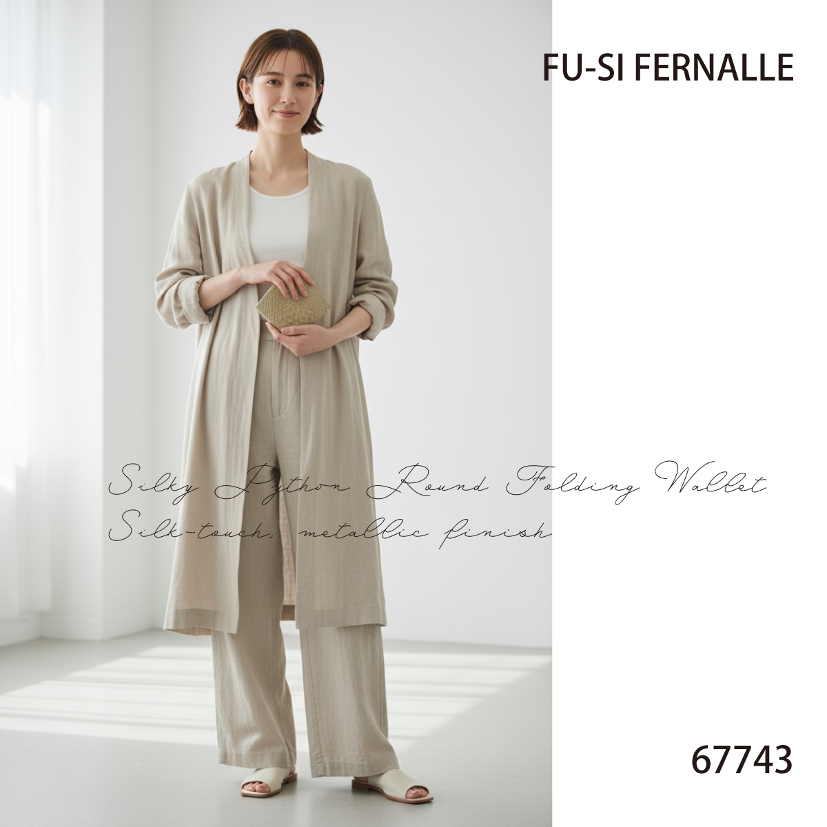 【カトレア本店Selection】FU-SI FERNALLE(フーシフェルナーレ)シルキーパイソン メタル加工ラウンド折財布　67743画像10