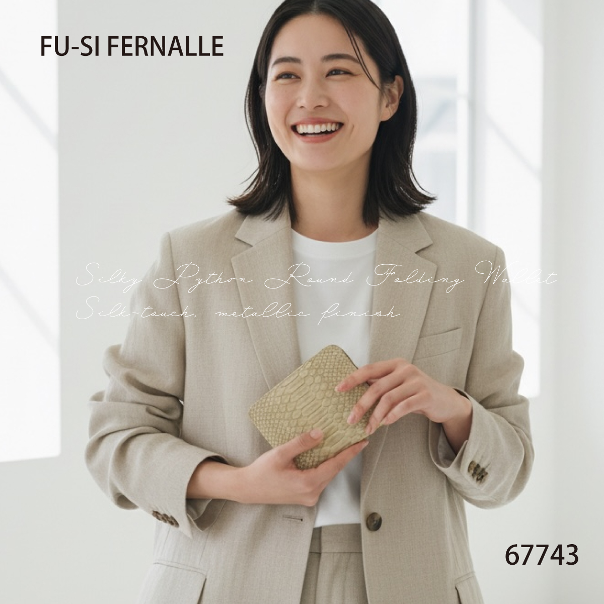 【カトレア本店Selection】FU-SI FERNALLE(フーシフェルナーレ)シルキーパイソン メタル加工ラウンド折財布　67743画像8