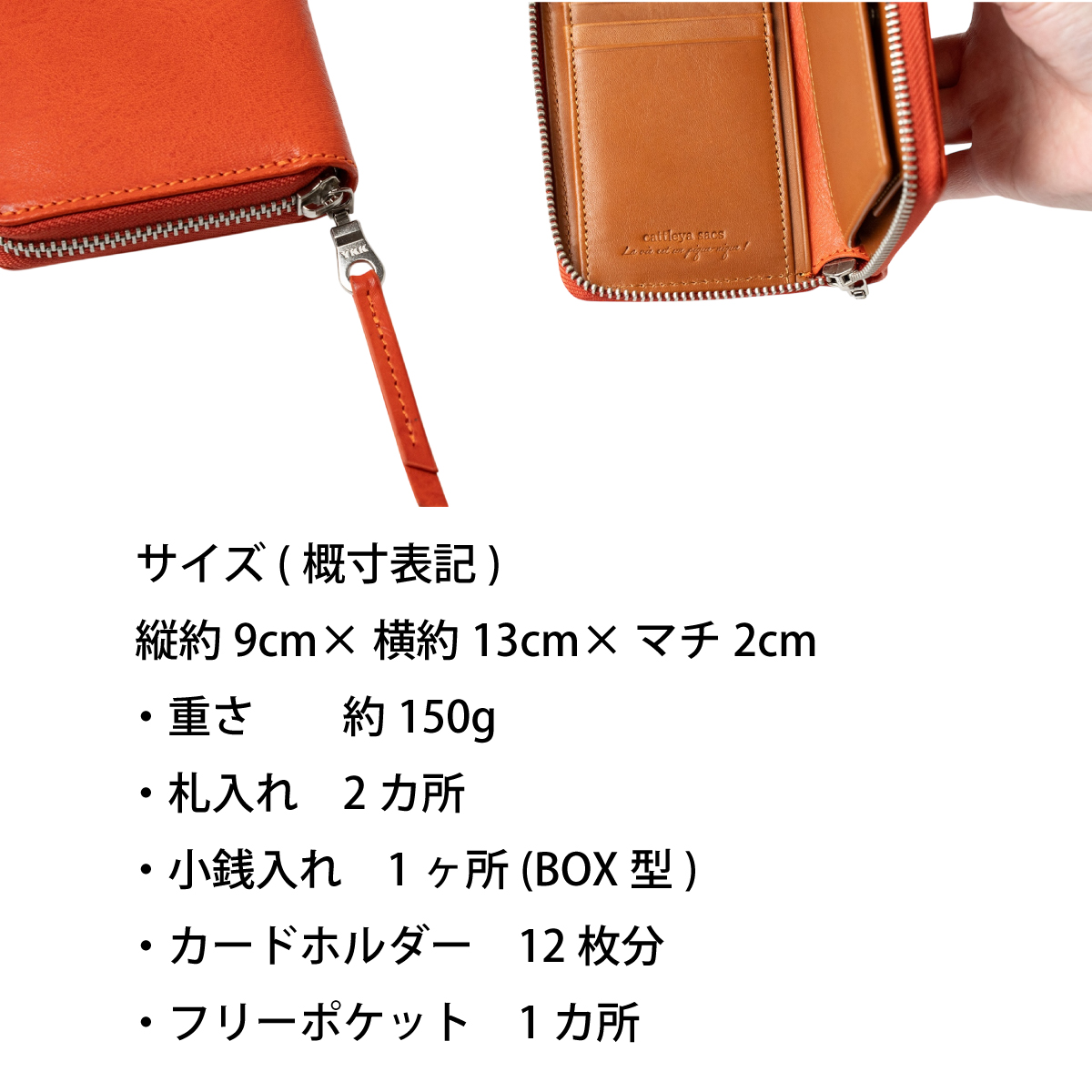 cattleya sacs(カトレアサックス) ラウンドファスナーハーフ財布BP2522画像11