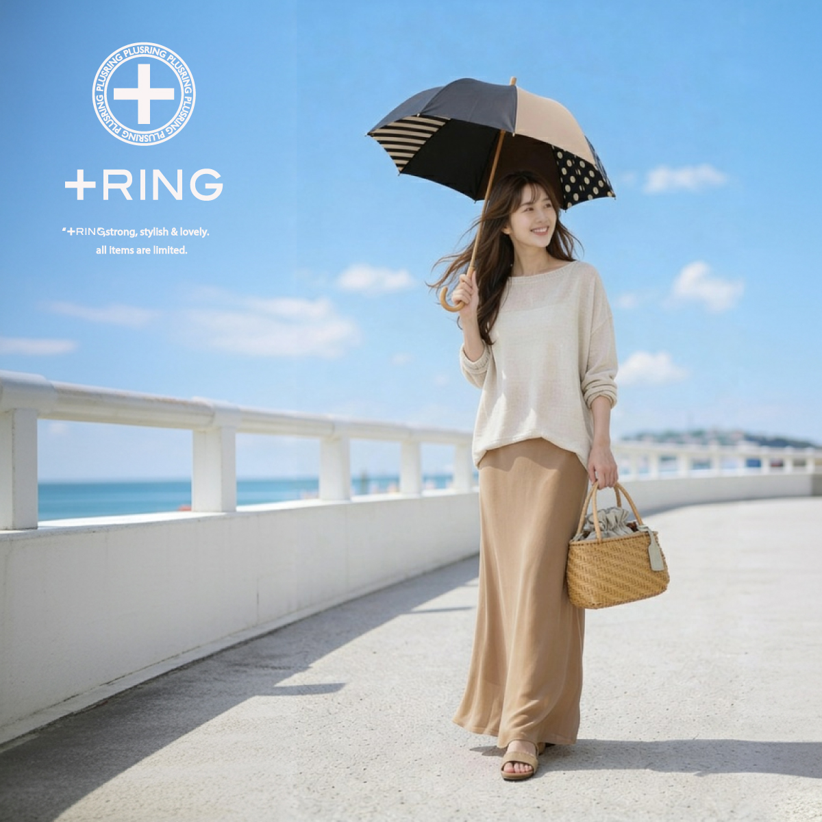 +Ring(プラスリング) 晴雨兼用傘 ショート長傘1332 【数量限定】画像2