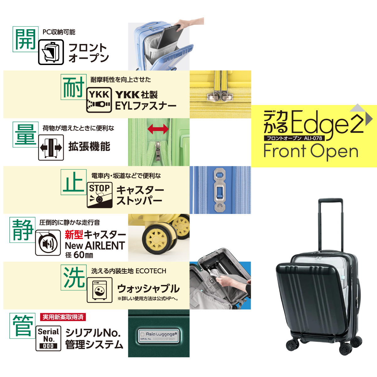 Asia Luggage デカかるEdge2ALI-078-18FW画像6