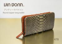 【カトレア本店Selection】VIA DOAN(ヴィアドアン) Antique python アンティークパイソン ラウンドファスナー長財布478画像1